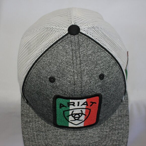 Ariat Men's Flexfit 110 Mexican Flag Gray Trucker Hat Cap One Size Snapback - Picture 6 of 12